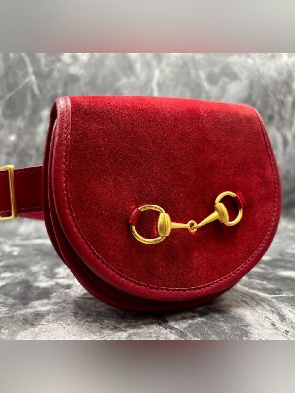 Vintage Gucci Horsebit Suede Waist Pouch Bag